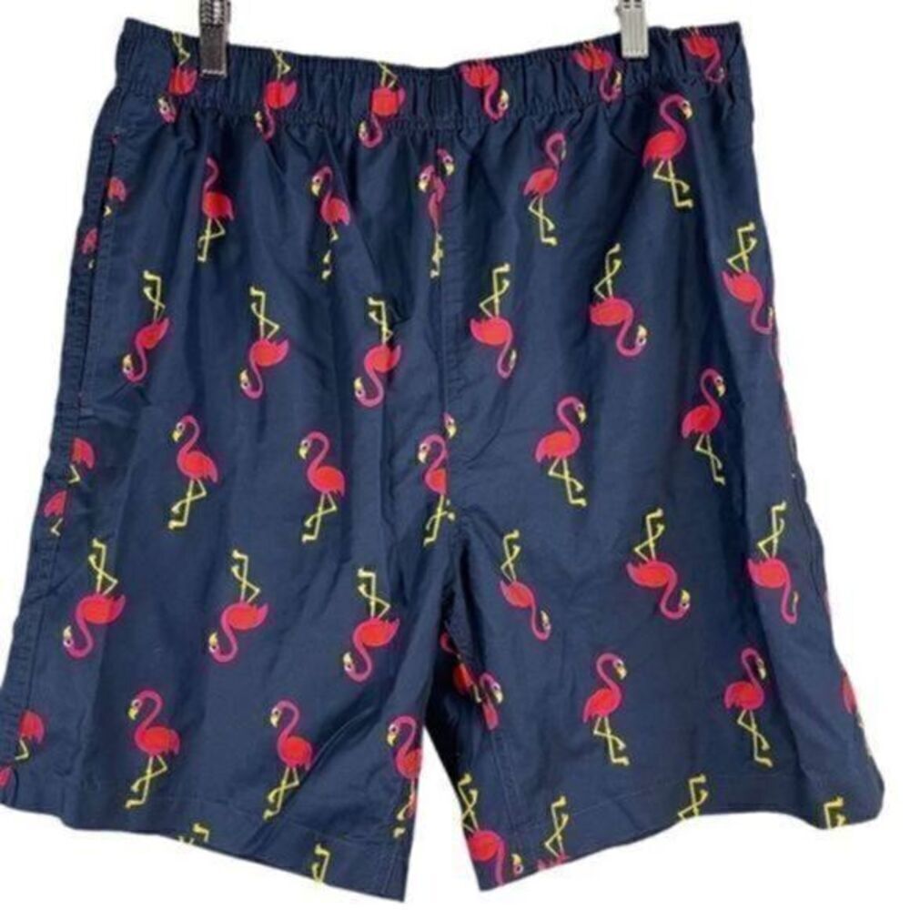 Laguna Originals Navy Flamingo Swim Trunks Large
